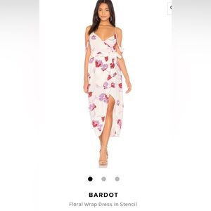 Bardot Cold Shoulder Floral faux wrap dress